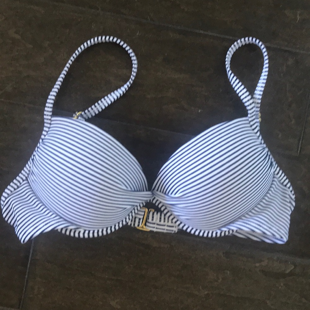 striped push up bikini top